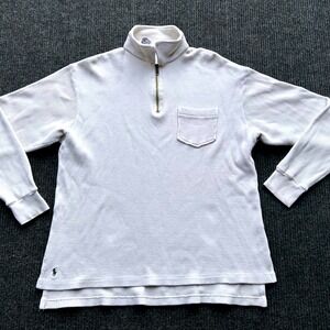 VTG 90's Polo Ralph Lauren 1/4‎ Zip Waffle Knit Pullover Sweater Cotton Mens M
